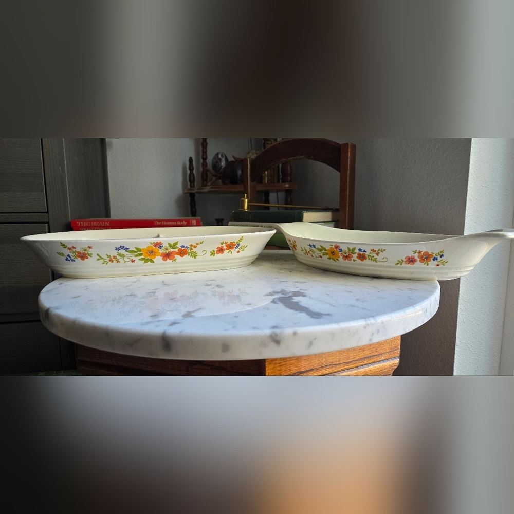 Vintage Sweet Flowers Bake Serve N Store Stoneware (2 pieces)